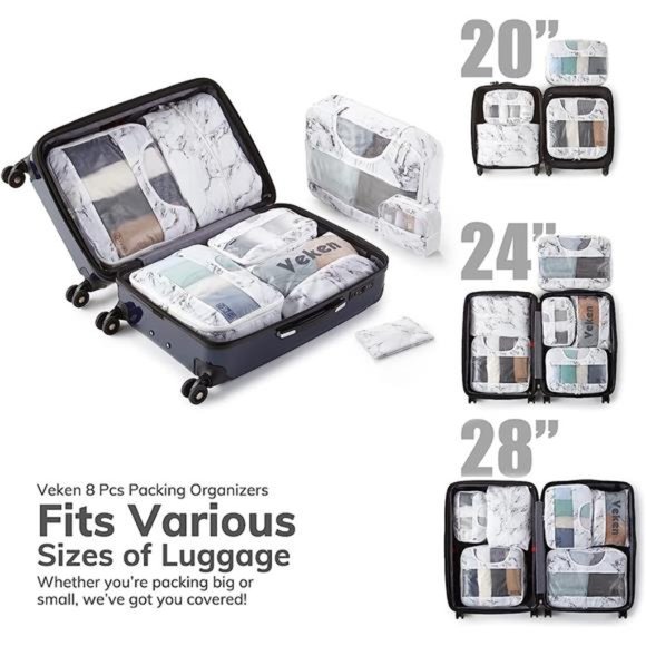 8Pcs Packing Cubes for Suitcases Organizer Bags Set for Travel Essentials Bags - Picture 5 of 7